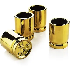 The Wine Savant 50 Caliber Bullet Shot Glasses Set - Set of 4 - Each holds 2 Ounces - Tactical Bullet Casings Shot Glasses