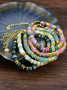 Colorful Natural Stone Beaded Bracelet, Fashionable Jewelry for Women & Girls, Trendy All-match & Exquisite Jewelry for Birthday Gift, Beads Bracelets