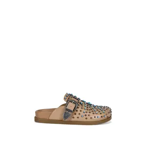 FLAIR-TAN TURQUOISE FLAT MULE
