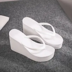 Women's Summer Thick-Heeled Platform Flip Flops - Waterproof Beach Slippers with Soft-Touch Laces, Slip-Resistant Soles, 4 Fashionable Colors