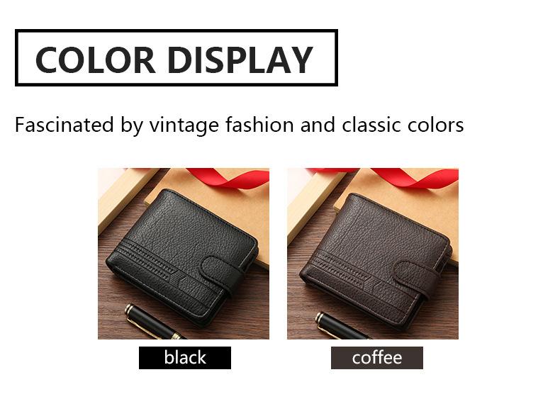 Men's Short Bifold PU Leather Wallet with ID and Credit Card Holder