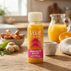 Vive Organic Immunity Boost Shot, Vitamin C, Ginger and Turmeric Wellness Shot, 2 fl oz Bottle