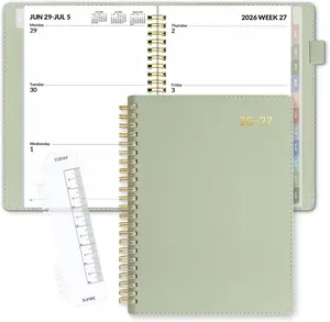 SUNEE 2026-2027 Weekly & Monthly Planner 6.4"x8.5" - 12 Month (July 2026 - June 2027), Vegan Leather Cover Planner Academic Year Calendar, Pocket, Notes, Monthly Tab, Green