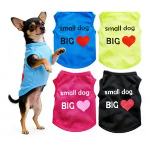 Puppy Big Heart Dog Vest Dog T-Shirt, Dog Clothes Summer Outfit for Teddy Bichon Small Dogs Summer Puppy Clothes Pet Dog Vest Summer Thin Style new style breathable pet overall Adorable Cow Hoodie Dog Costume Valentine's Day Shirts Pullover Halloween Pump