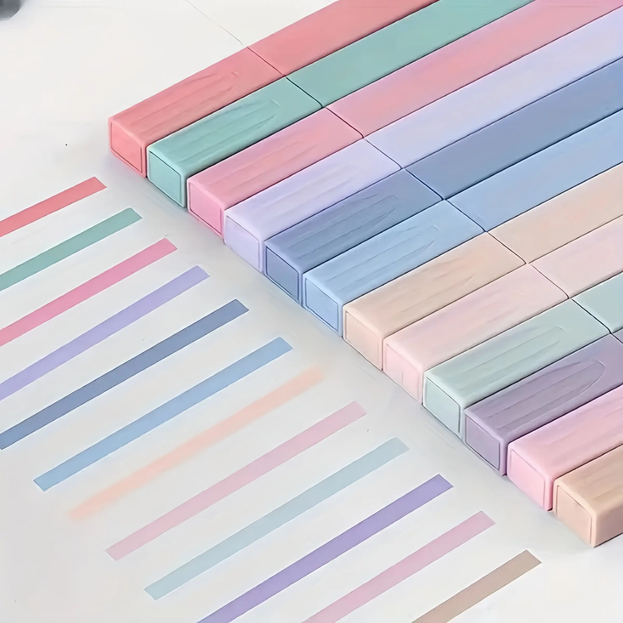 Pastel Morandi Square Highlighter Markers, No Bleed Highlighters, 12/24pcs Aesthetic Chisel Tip, No Bleed & No Smear, Ideal for Journaling, School & Office Use, Office Stationery Supplies