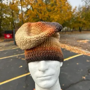 Crochet Gradient Hat - Soft, Warm, and Cozy with Earth Tone Design, Ideal for Fall and Winter