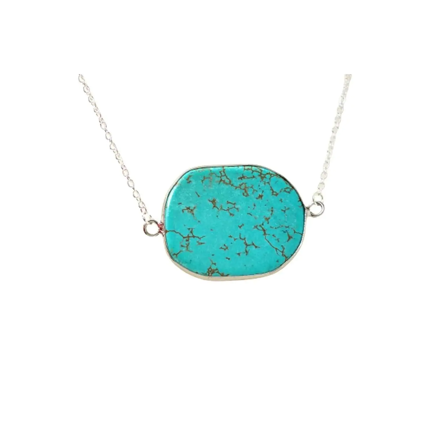 Chunky Turquoise Slice Pendant Necklace