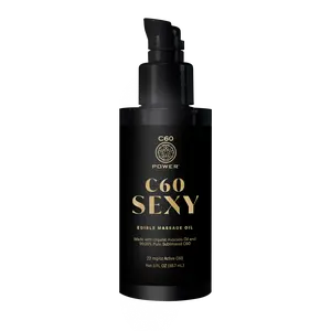 C60 POWER Hydrating Organic Avocado Edible Massage Oil - C60 Shop Moisturizer with 99.99% Pure Carbon Fullerenes, Anti-Oxidants, Pump Bottle, Adult Cosmetic Body Care Liquid, Single Item
