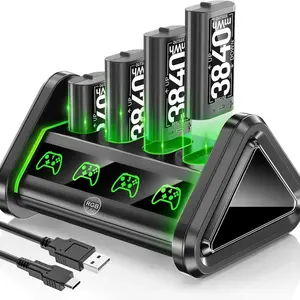 Rechargeable Battery for XboxOne/Xbox Series X|S, 4 x 3840mWh Xbox Battery, Xbox Series Battery Charger Station for XboxOne S|X /Elite Controllers, Gaming Accessories, Console Accessory