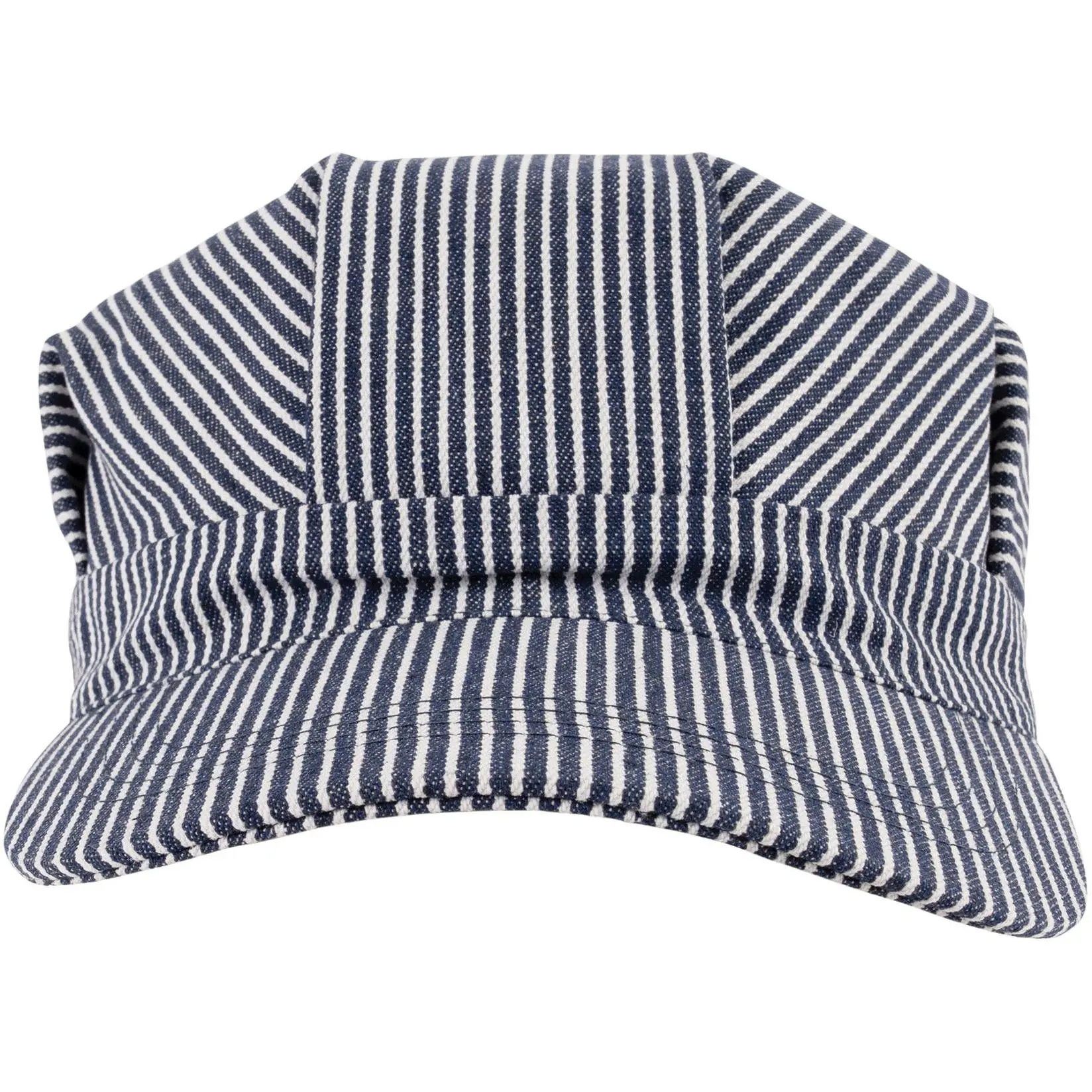 Vintage Unisex Adult Cotton Stretch-Fit Hickory Pinstripe Army Fatigue Baseball Cap - Elastic Adjustable Back, One Size Casual Fashion Hat Accessory, Matches Denim Blue