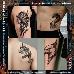 Animal Temporary Tattoo Stickers, Waterproof Long-Lasting 7-15 Days, Semi-Permanent Herbal Tattoos, Non-Glare Fake Tattoos for Men and Women, Arm Temporary Tattoos