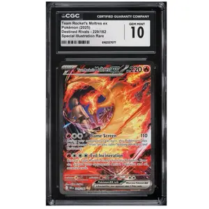 Pokemon Team Rocket's Moltres ex, 229/182 Destined Rivals SIR Holo, 2025 CGC 10 Graded Trading Card