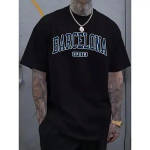 Men's Barcelona T-Shirt - Logo Style Short Sleeve Round Neck Casual Summer Tee, Breathable Spanish Fan Apparel, Iconic Team Design for Casual Attire, Best Shirts For Men, Graphic Shirts For Men, Tee Shirts For Men, Graphic Shirt For Men