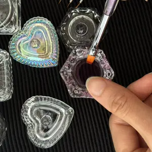 Clear Heart Shaped Nail Art Cup with Lid, Nail Art Acrylic Liquid Powder Dish Bowl, Nail Art Tools for Women & Girls, Manicure