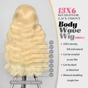 613 13x6 Lace Front Wig Human Hair 200 Density 613 Lace Front Wig Human Hair 30 Inch Body Wave Blonde Wig Human Hair（30 Inch）