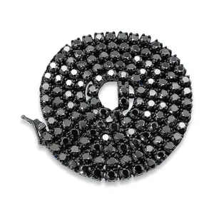 Sterling Silver 4mm Moissanite Black Diamond Tennis Chain
