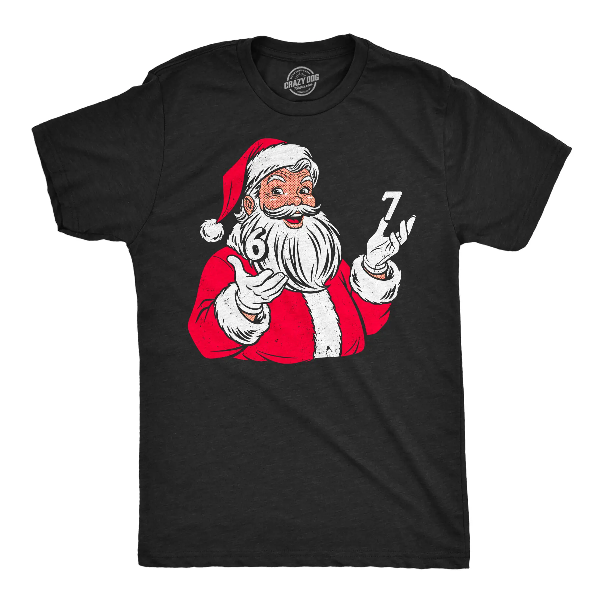 Mens Funny T Shirts 6 7 Santa Claus Sarcastic Christmas Graphic Novelty Viral Meme Tee For Men Mens Funny T Shirts Cool Vintage Fashion T-Shirt Gift Classic Menswear Christmas Apparel for Men Funny Meme Short Black - 6