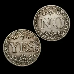 Decision Lucky Coin Dual-Sided Yes No Antique Silver Color Floral Design Ideal for Decision Making Collectible Memorial Badge Perfect Gift