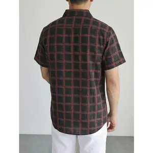 Summer Beach Shirt for Men - Tropical Palm Tree Print Short Sleeve Button Down - Breathable Linen Vacation Outfit