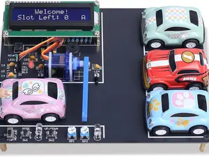 Mini Parking Lot Simulation Soldering Practice Kit, DIY Garage Model Solder Kit with LCD Display and 4 Mini Cars, STEM Electronic Soldering Projects for Home and School Learning