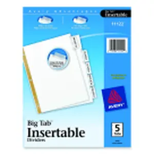 Avery Worksaver Big Tab Paper Gold Reinforced Insertable Divider - 5-Tab, Clear