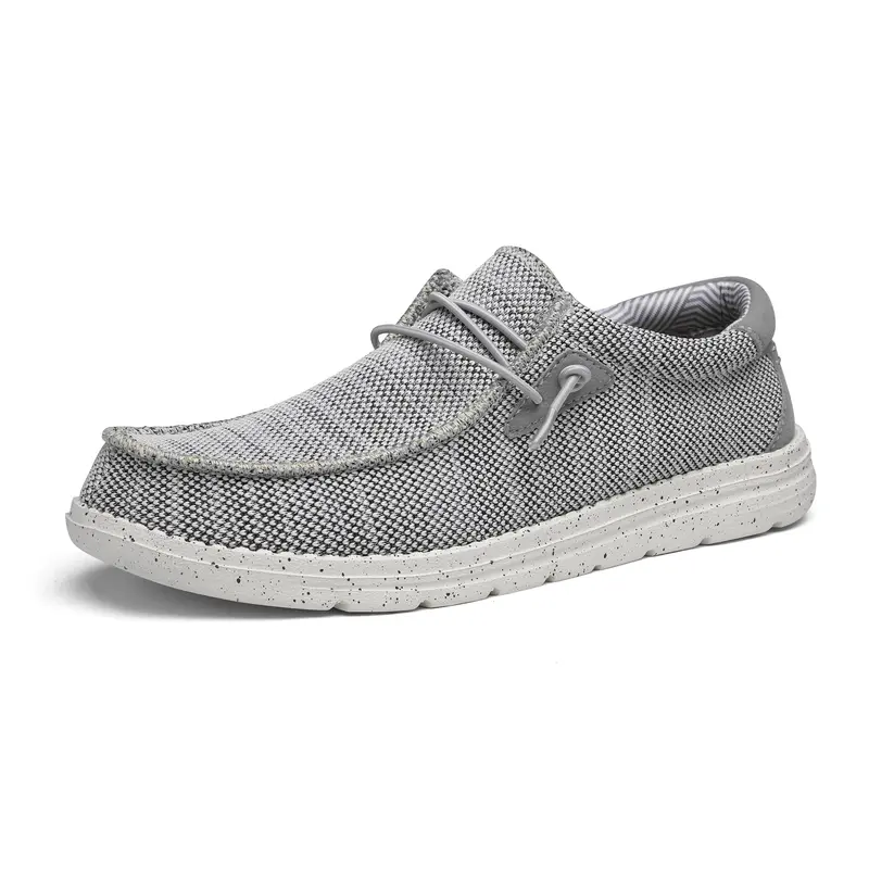 BRUNO MARC Men's Classic Stretch Knit Fabric Loafers - 0.38lb Khaki Slip On Walking Shoes, Soft, Flat, Lightweight, Breathable Casual Daily Footwear for Summer