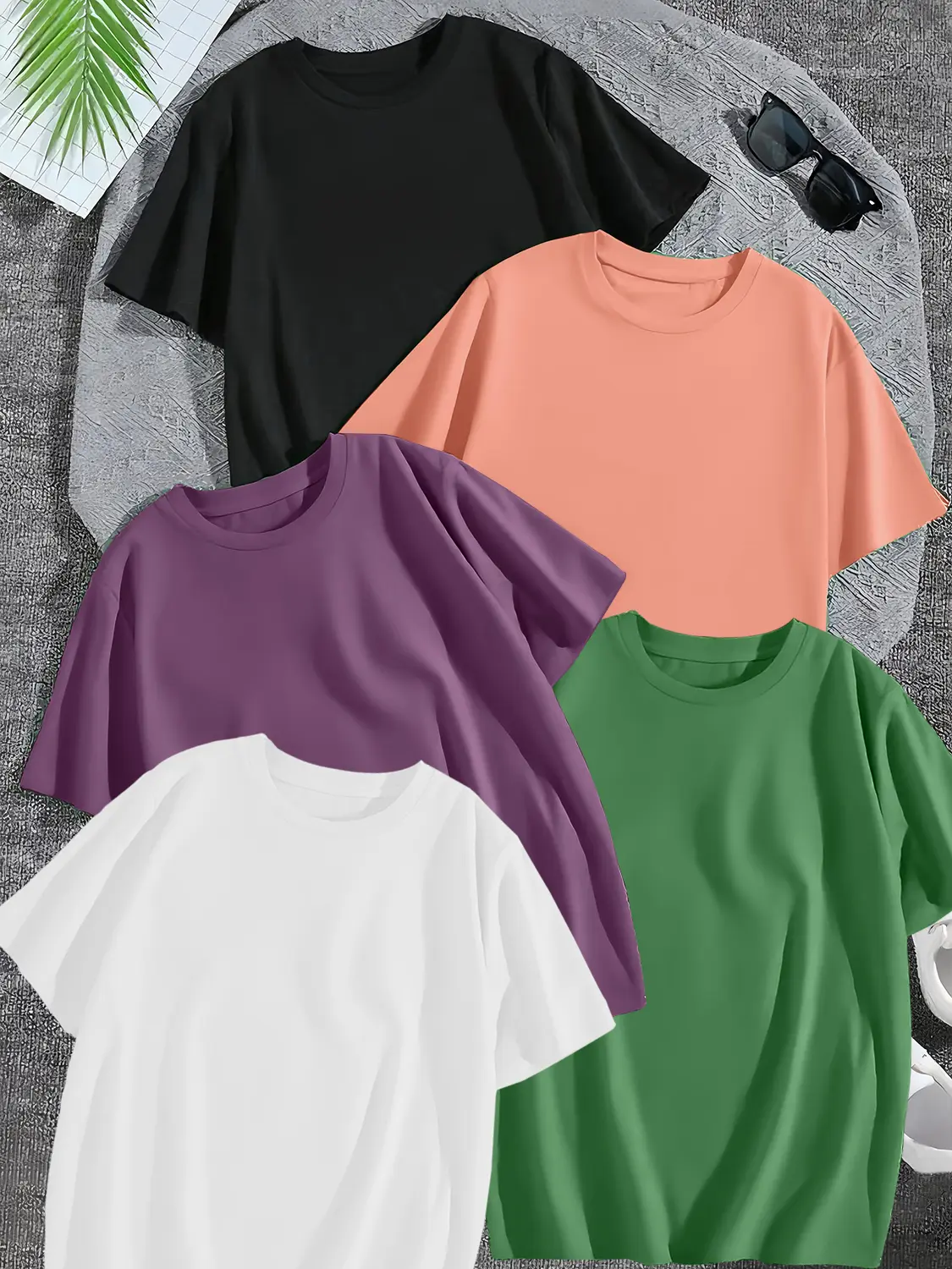 Korean Women's Casual Solid Color T-shirt - Soft and Elastic Round Neck Short Sleeve. Regular fit, versatile for all seasons, machine washable, daily top, minimalist style, breathable T-shirt, base layer, spring and summer styles