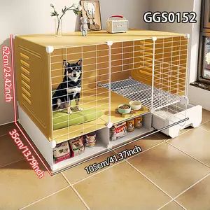 Indoor Dog Cage with Toilet, Plastic Pet House for Dogs & Cats, Free Space Design, Home Use, Comfortable Dog Villa, Escape Proof Kennel