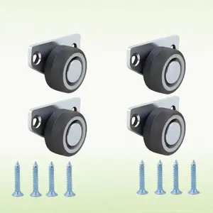 12-Piece Furniture Drawer Wheel Set (includes 4 Quiet Wheels + 8 Screws), Durable Smooth Noise-Free 1.25 Inch Side Mount Wheels