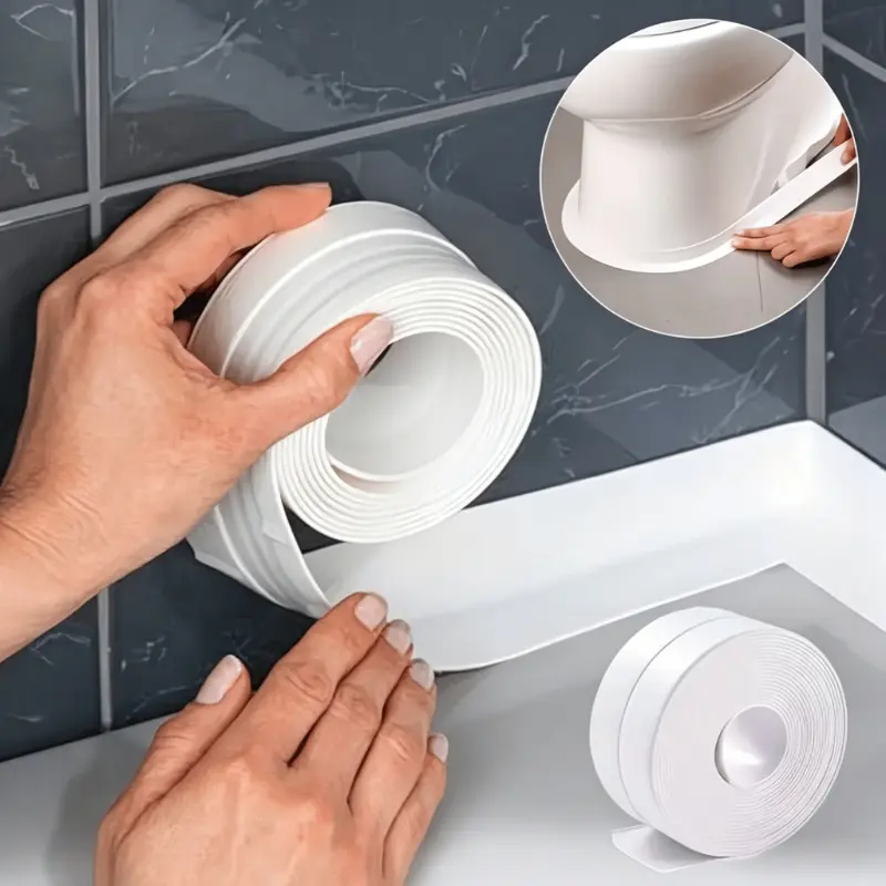 2/4 Rolls 61-Inch Ultra-Sticky Self-Adhesive Sealing Strips Tape - Heavy-Duty, No Tools Required, for Bathroom, Kitchen, Toilet, Sink, Shower, Tub, Appliances - Leak-Proof, Dust-Proof - Suitable for Home Improvement