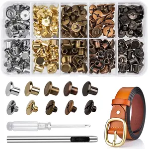 100 Sets Chicago Screws Leather Crafting 7/20 Inch, 5 Colors of Rivets Leather, Chicago Screws DIY  No brand