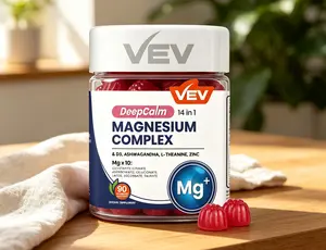 VEV Magnesium Glycinate Complex DeepCalm 14-in-1 Gummies, Adaptogenic Support with Ashwagandha L-Theanine D3 Zinc, Cortisol Balance & Relaxation Chews for Adult Women, No Added Sugar Vegan Non-GMO 90 Gummies