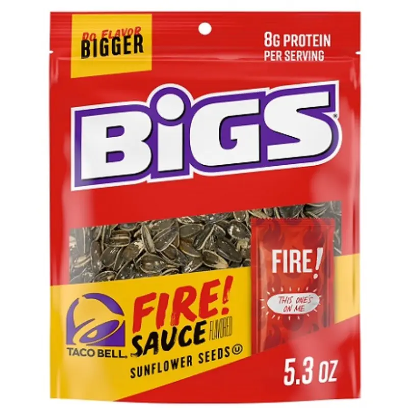 6x Bigs Taco Bell Fire Sauce Sunflower Seeds Snack - Spicy Crunchy Seeds Flavorful Munchies 5.35oz