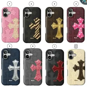 Sugar Cross Brownscale Saint Cheetah Cross Pink Cheetah Cross Blunt Tough Phone Case for iPhone 17 16 15 14 13 12 11 Pro Max Plus