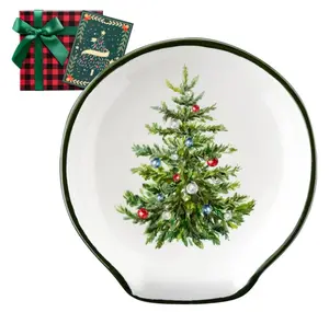 Tree Christmas Spoon Rest - Christmas Kitchen Decor, Green Pine Christmas Decorations Utensils Holder for Stove Top, TREE