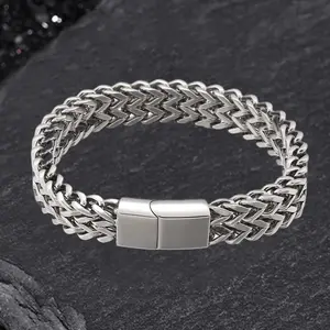GTHIC Double Layer Braided Keel Stainless Steel Bracelet for Men Simple Statement Accessory Daily Wear
