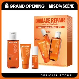 Perfect Serum Original Starter Bundle | Mise En Scène | Trial-Size Hair Serum+Shampoo+Treatment | Korean Hair Care for Damaged Hair, with Moroccan & Jojoba Oils, Glossy Shine
