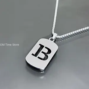 Fashion Punk Initial Tag Letter Stainless Steel Pendant Necklaces Plated Initial A-Z Letter Charm Pendant Necklace For Men