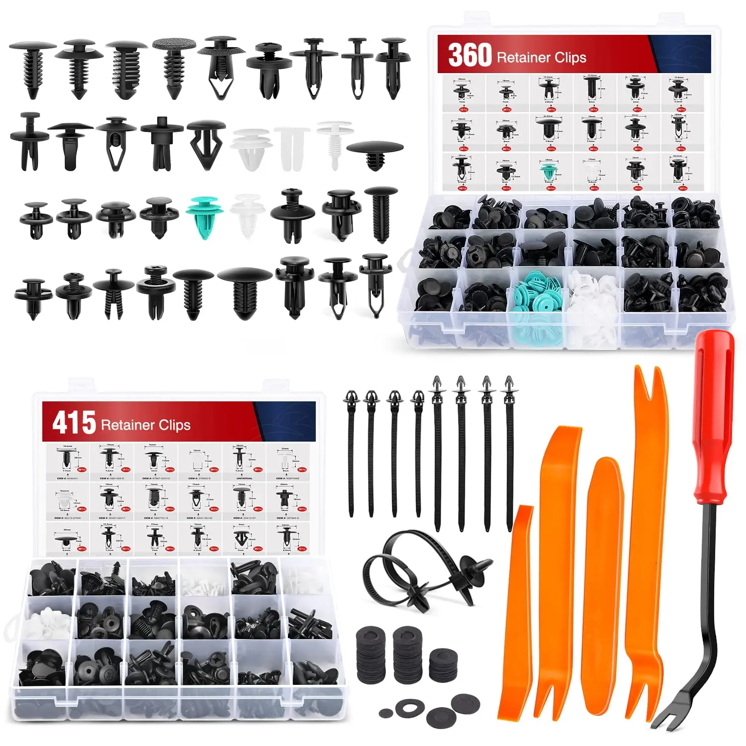 Nilight 820Pcs High-Quality Nylon Car Push Retainer Clips & Auto Fasteners Assorted Set - 36 Popular Bumper Fender Rivets, Fastener Remover, Replacement Body Screws, Easy Access Universal Fit Vehicle Accessories for Major Automotive Brands