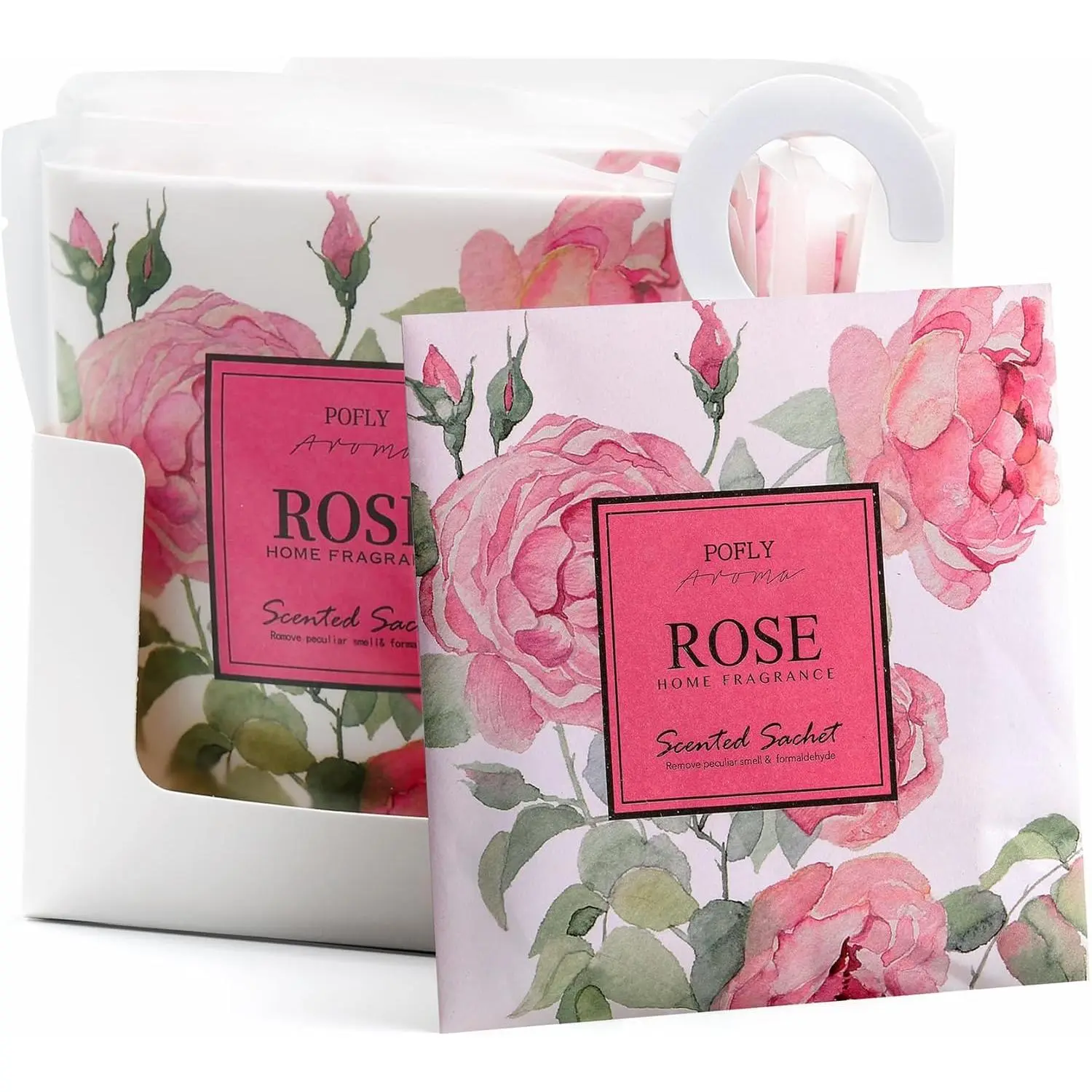 12 Pack Rose Aroma Scented Sachets, Long-Lasting Fresh Fragrance Air Freshener, Hanging Deodorizer for Closet & Drawers