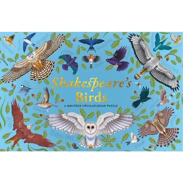 Shakespeare's Birds English 1000-Piece Round Jigsaw Puzzle by Rebecca Harris, 1.58 lbs, 10.01" h x 6.64" l x 3.2" w