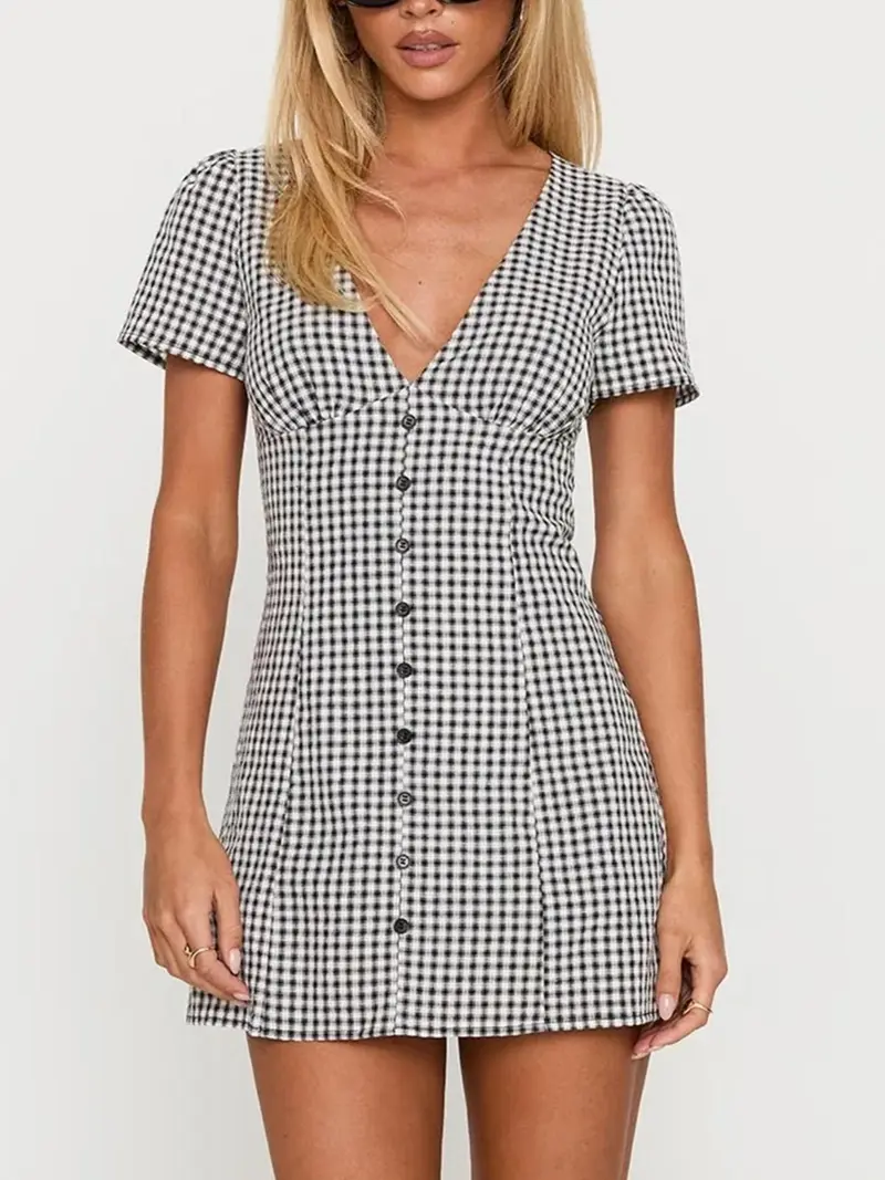 black and white plaid dress outfit - TikTok Shop