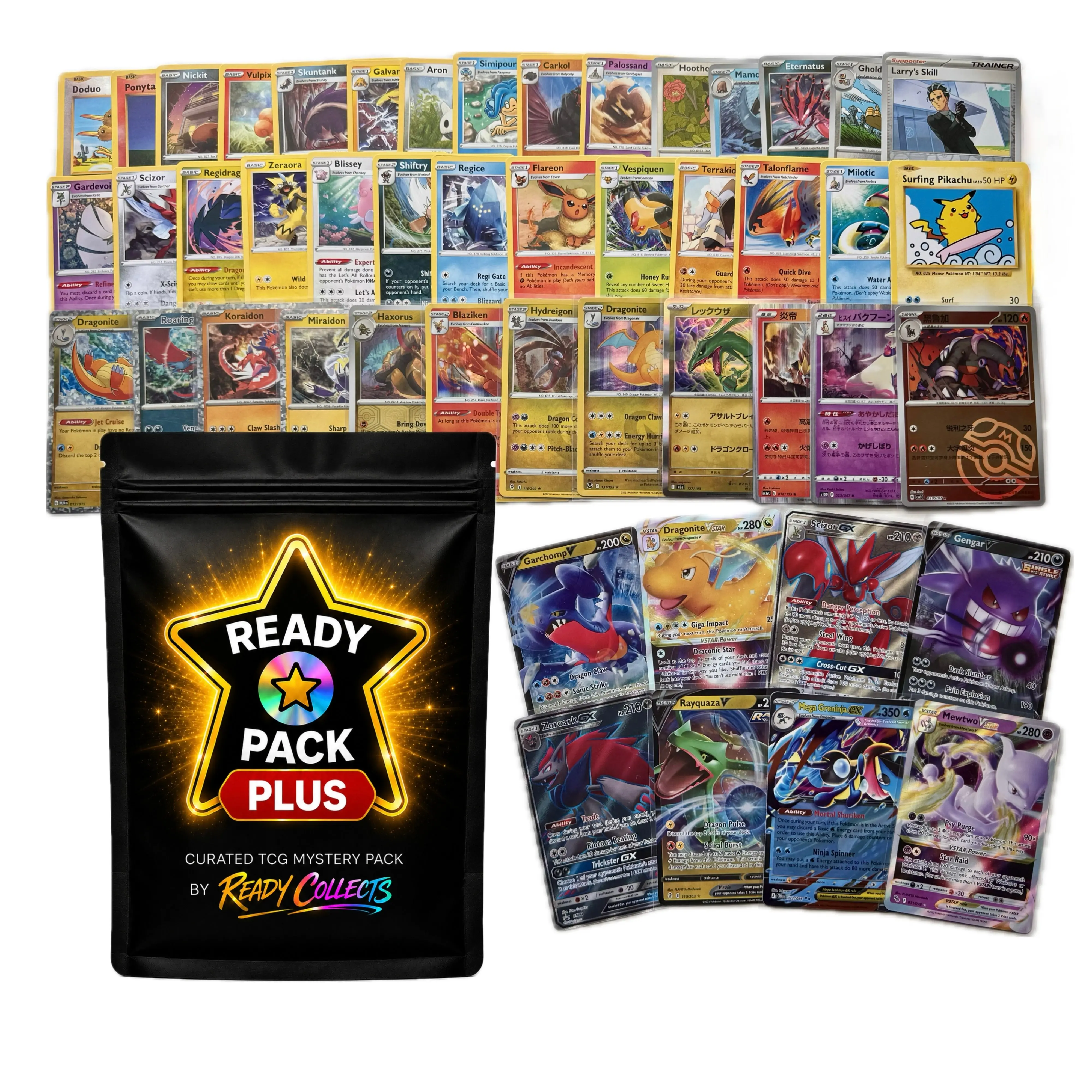 READY PACK PLUS -  120 Pokémon Card Pack Bundle 4 Ultra Rare Cards + 20 Holos