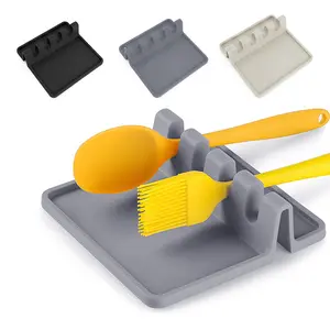 Silicone Kitchen Utensil Holder with Draining Tray, Heat Resistant, BPA-Free, Ideal for Spatulas, Tongs, Spoons, Long BBQ Tools