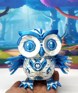 3D Printed Cyber Owl, 4" Articulated Owl Fidget Toy, Posable and Movable Owl, 3D Printed in USA