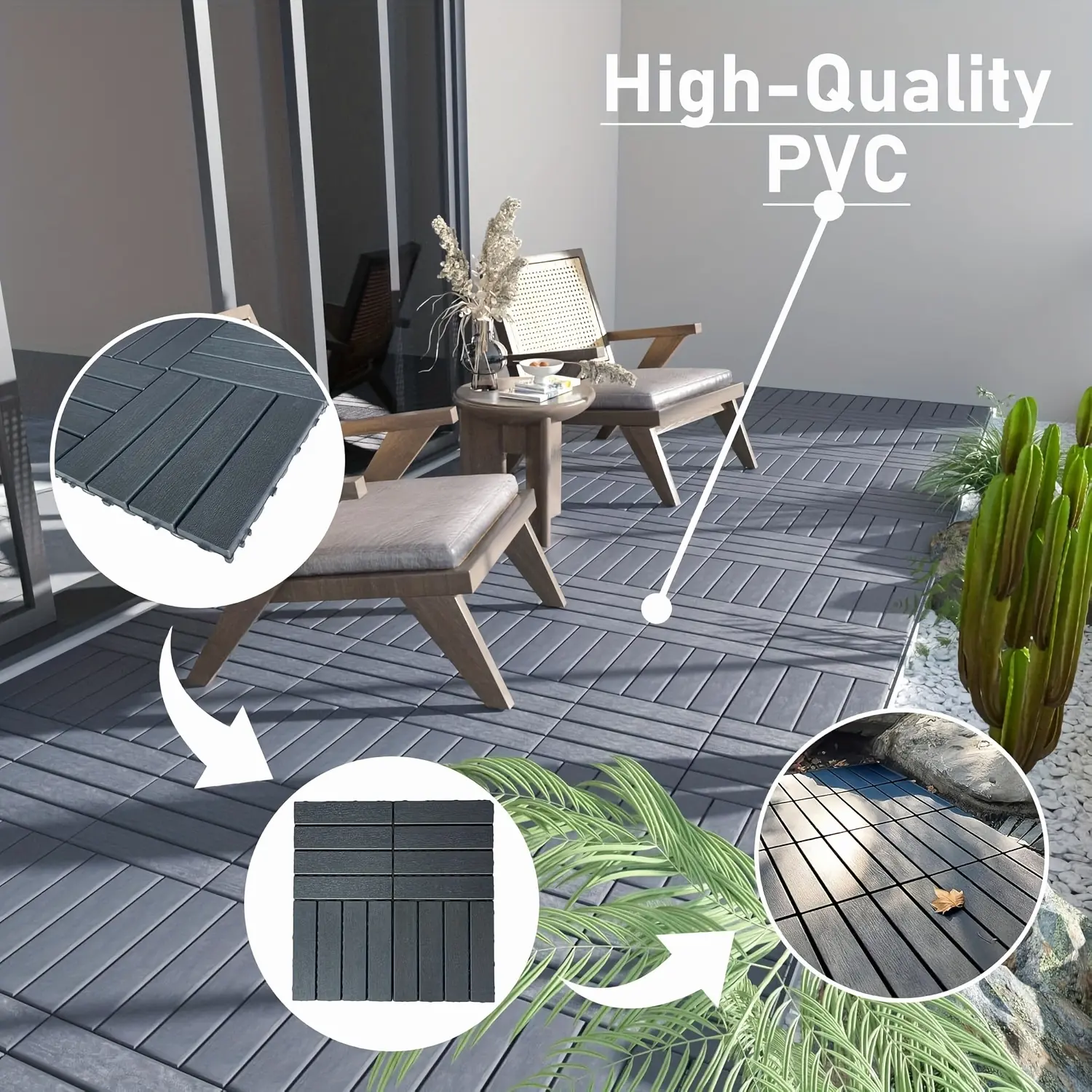 44pcs Of Interlocking Plastic Outdoor Flooring, Backyard Flooring.outdoor Patio.outdoor Walkway.outdoor Floor Tiles.waterproof Flooring.outdoor Deck Tiles.Easy to Install, Sturdy PP Material, Suitable for Swimming Pools, Gardens.