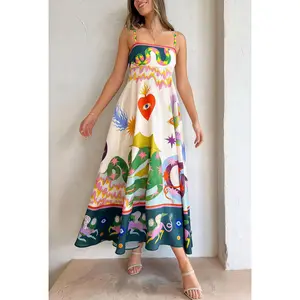 Whimsical Art Print Maxi Dress