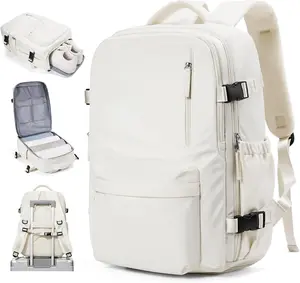 Carry On Backpack for Women, Airline Approved Large Travel Backpack Flight Approved, Waterproof 14 Inch Laptop Backpack Business Work Backpacks Bag Men Mochila De Viaje Beige.