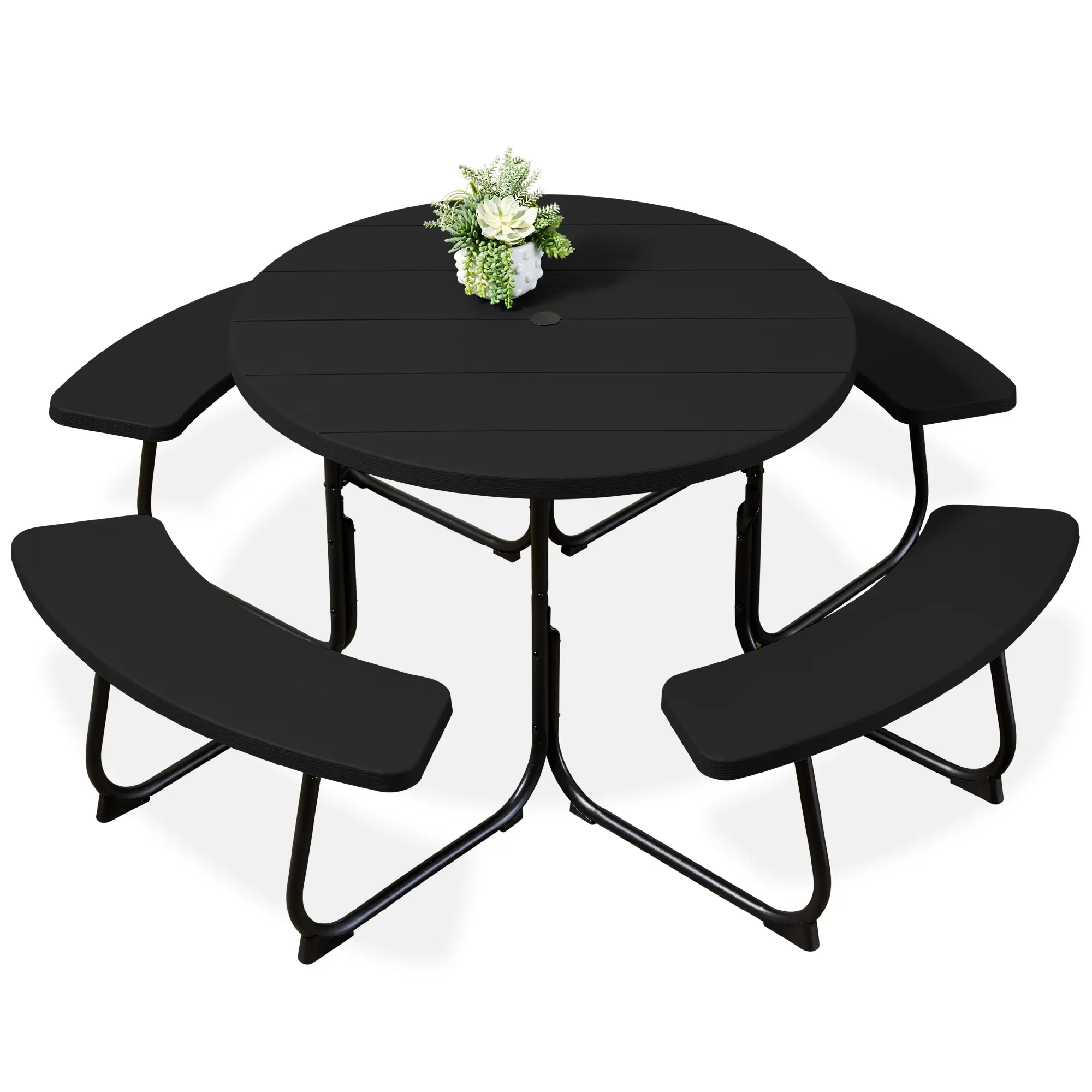 Best Choice Products 8-Person Circular Outdoor Picnic Table w/ 4 Benches, Umbrella Hole, 2000lb Capacity Best Choice Products 8-Person Circular Outdoor Picnic Table w/ 4 Benches, Umbrella Hole, 2000lb Capacity