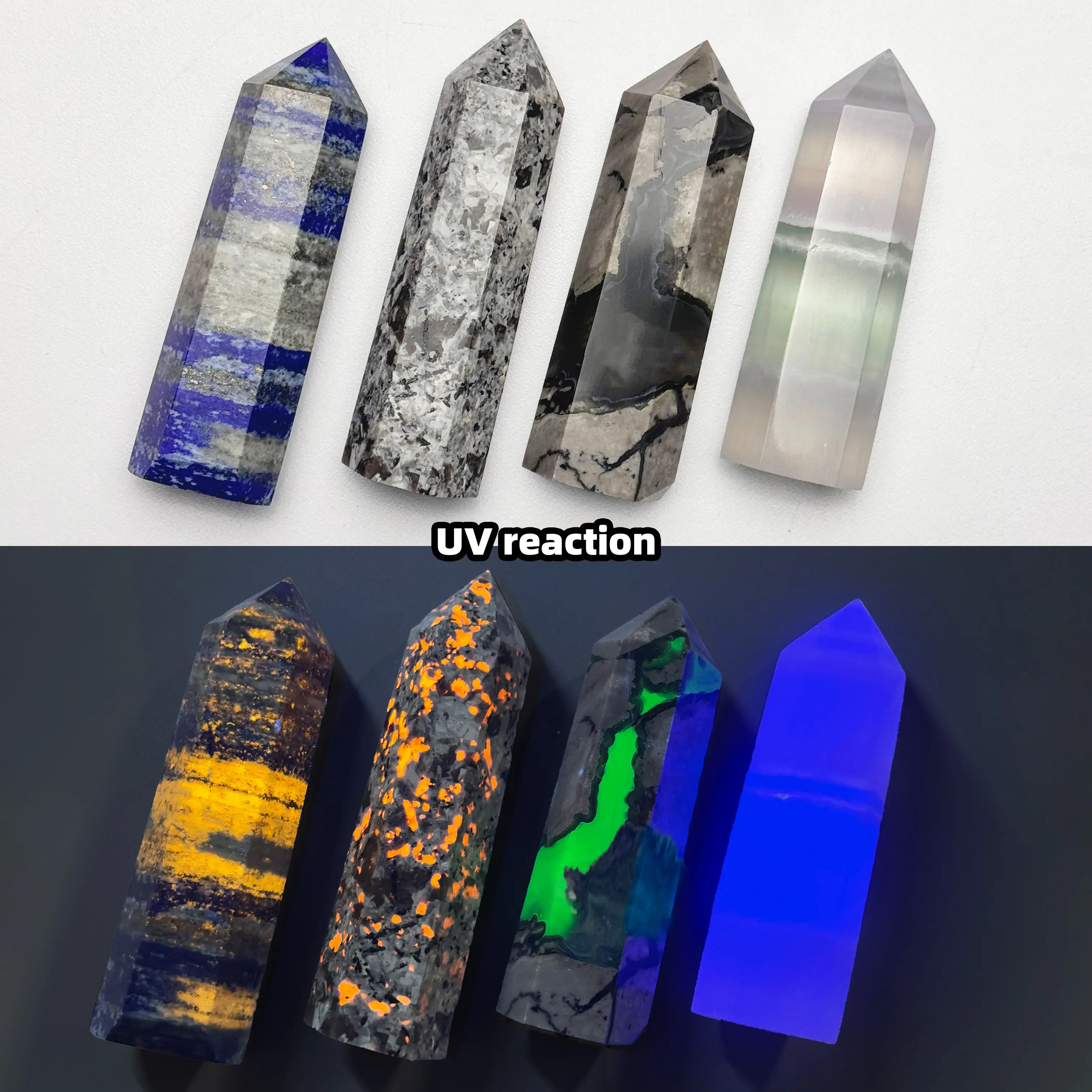 [Video Order] 1 Count Crystal Tower/UV Crystal Tower Bundle/Size:80g-100g Material:Rose Quartz,Dream Amethyst,Yellow Calcite,Blue Avanturine,Fluorite,